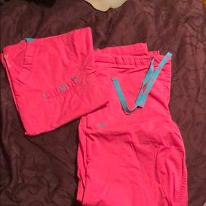 Med Couture scrub set with M top and L bottom